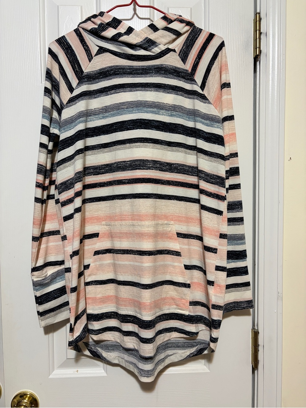 LuLaRoe Striped Cowl Neck Sweater - Pink, Black, Cream